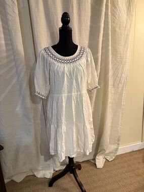 Old Navy White Embroidered Tiered Mini Dress